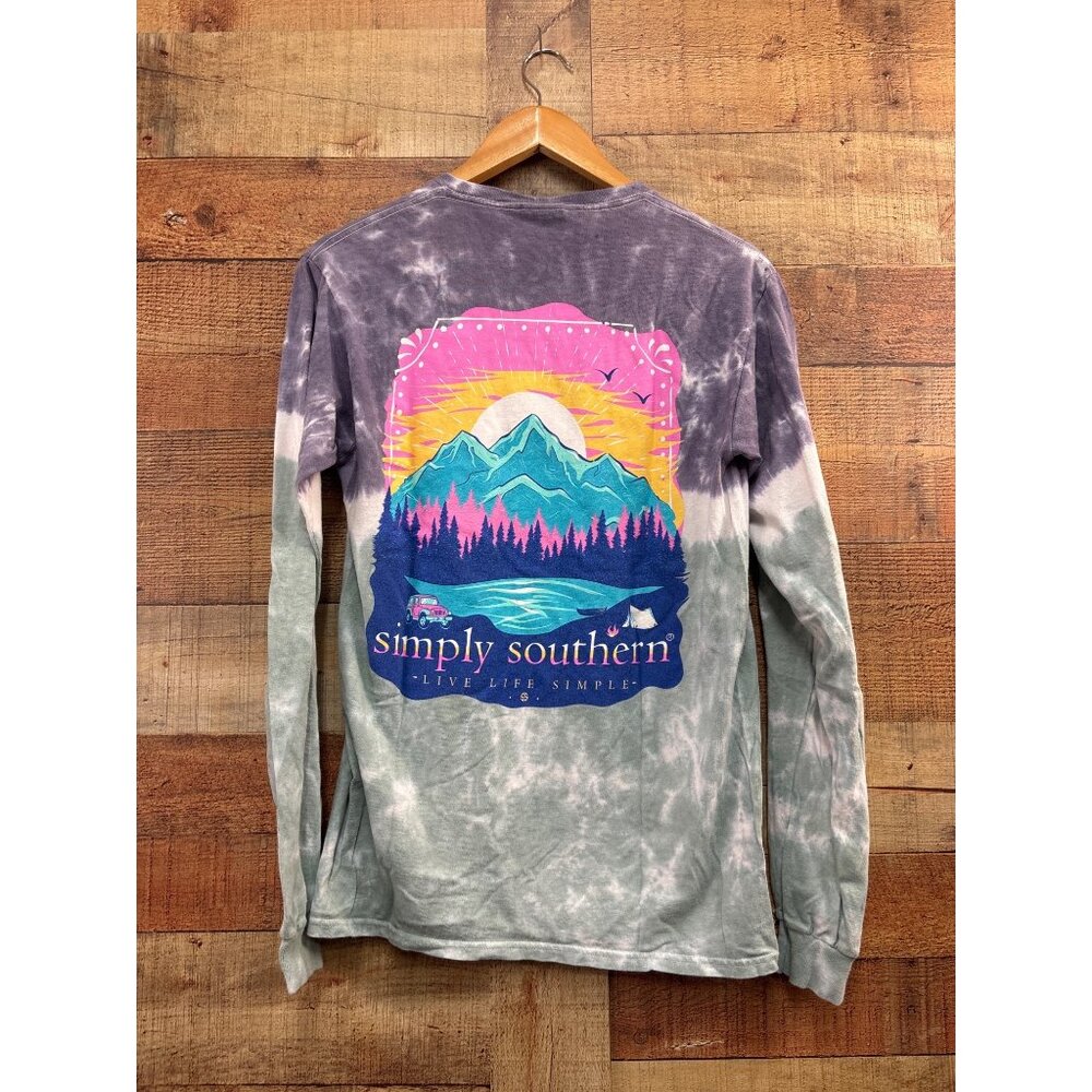 Simply Southern Small Tie-Dye Long Sleeve Shirt Live Life Simple Graphic - Picture 4 of 6